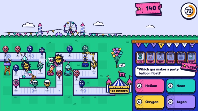 Balloon Siege gameplay in Qwiz Rush