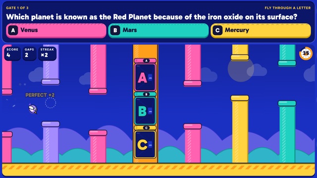 Flap mini-game in play on Qwiz Rush