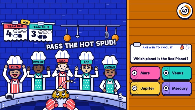 Hot Potato mini-game in play on Qwiz Rush
